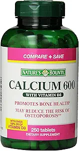 Calcium haute puissance de la nature 600 + D Comprimés - 0250ct, 1,17 Bouteilles (paquet de 2)