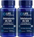 Life Extension Melatonine IR/XR, 120 Capsules (verpakking 2) - Onmiddellijke en uitgebreide release gedurende 7 uur Ondersteuning - Night Time Supplement - Blijf de hele nacht slapen lang - niet-GMO, Glutenvrij