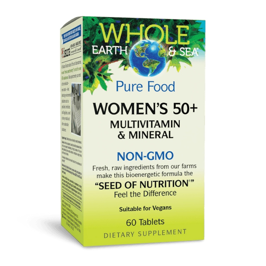 Facteurs naturels Terre et mer entières 50+ Multivitamines et minéraux, 1 portion contient de la nutrition équivalente à 1⁄2 lb de légumes, 60 comprimés