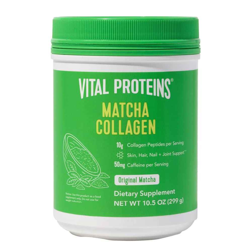 Vitale eiwitten Matcha Collageen Peptides Powder Supplement, Matcha Green Tea Powder, 10.5 oz, Original Flavored