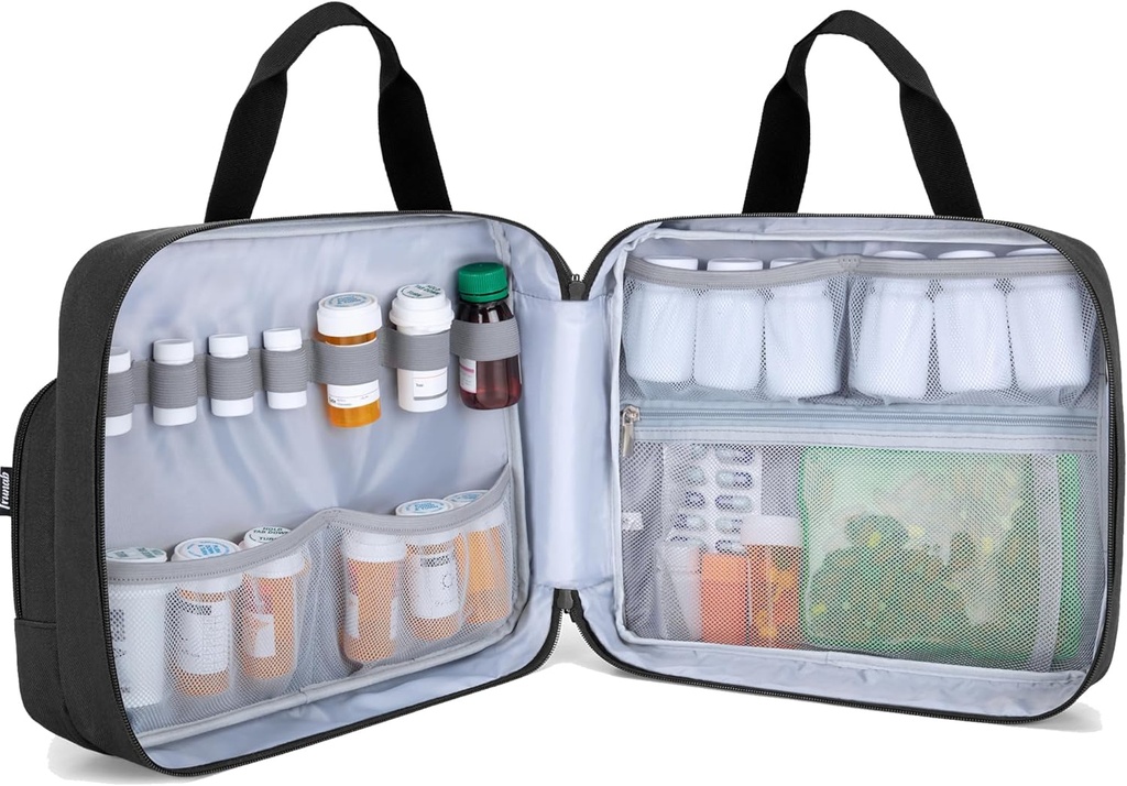 Trunab Pill Flessen Organisator Geneeskunde draagtas Veilige Medicatie Reistas voor Prescriptie, Vitaminen, Medische Supplementen Opslag (Alleen Bag)
