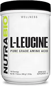 NutraBio 100% Pure L-Leucine - Muscle Recovery and Support - Naturally Fermented Free Form Amino Acid - Vegan, Non-GMO, Gluten Free - (500 Grams)