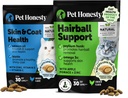 Cat Skin & Coat Health & Hairball Support Bundle: Omega's & Biotin Kauwen voor Shiny Coat & Furball Remedy (Chicken 30-Day Supply)