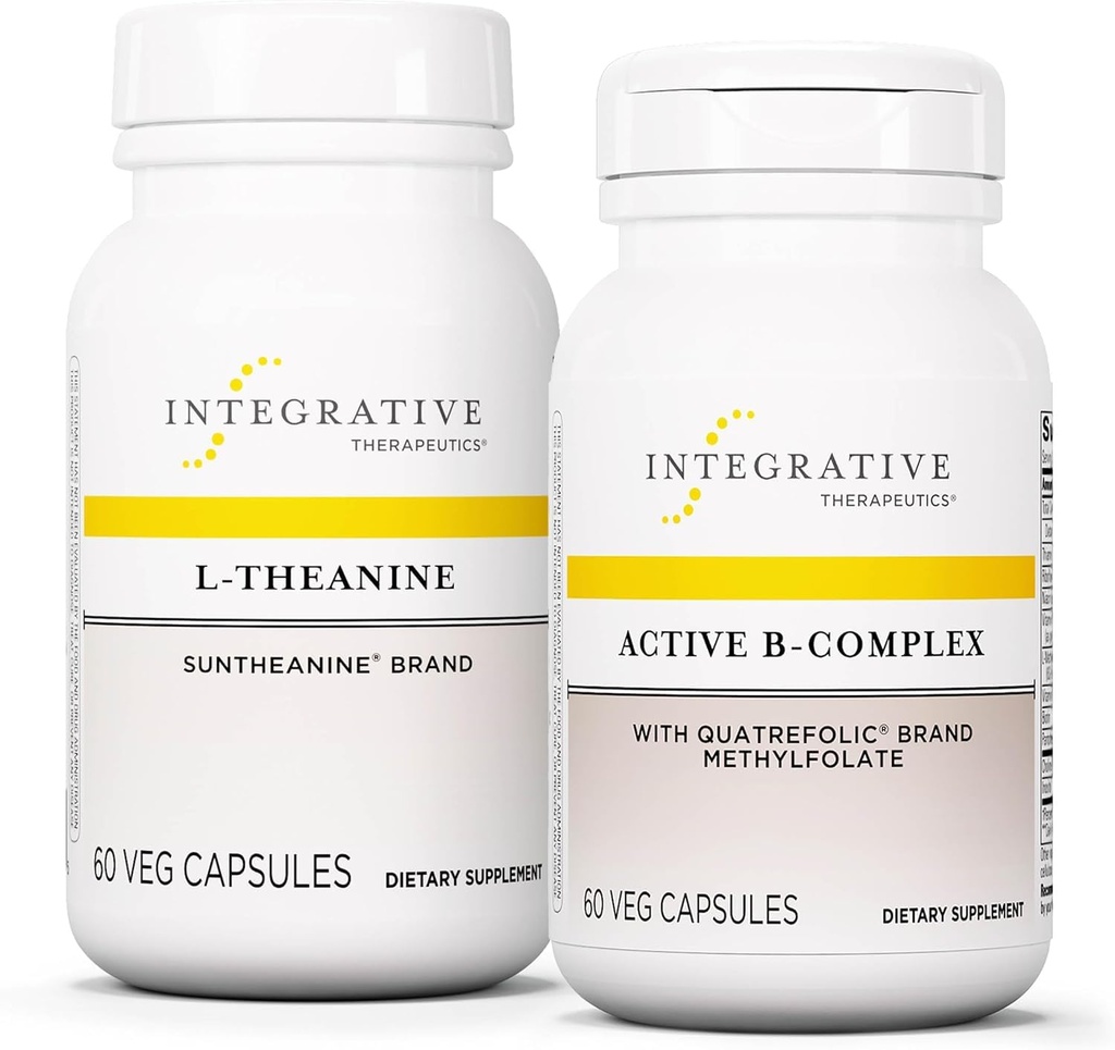 Integrative Therapeutics Bundle with Active B-Complex, 60 Capsules & L-Theanine, 60 Capsules - Active B-Complex to Support Energy Metabolisme with 8 B-Vitamins* - L-Theanine to Support a Relaxed State*