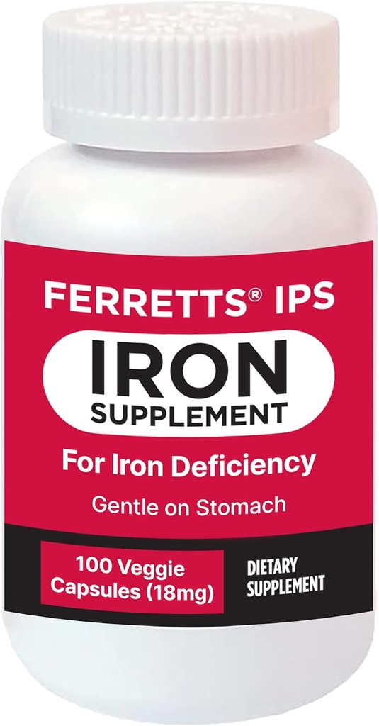 IJzersupplement Capsules 18mg (IPS) - 100-dagen levering van zacht ijzer supplement voor vrouwen en mannen - niet-constipatieve ijzersupplement voor anemie