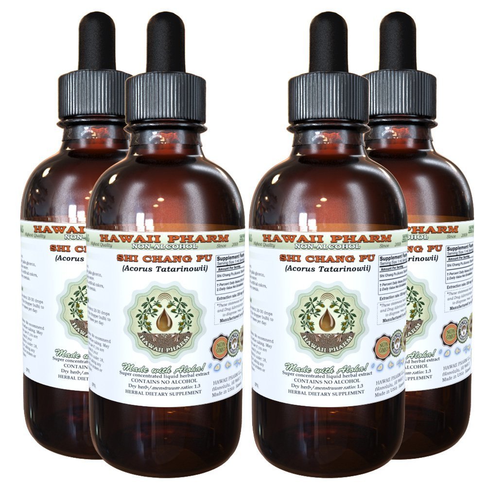 Hawaii Pharm Shi Chang Pu Alcohol-Free Liquid Extract, Shi Chang Pu, Sweetflag (Acorus Tatarinowii) Root Glycerite Natural Herbal Supplement, USA 4x4 fl.oz