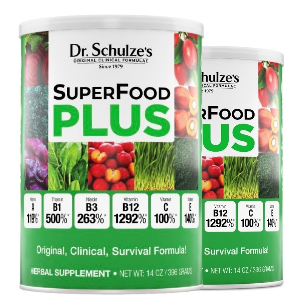 Dr. Schulze's SuperFood Plus - Everyday Superfood Supplement to Support Overall Wellness - Clean, Quality Nutrition - Supports Metabolism & Daily Energy - Gluten-Free & Dairy-Free - 14 oz (2 Pack)