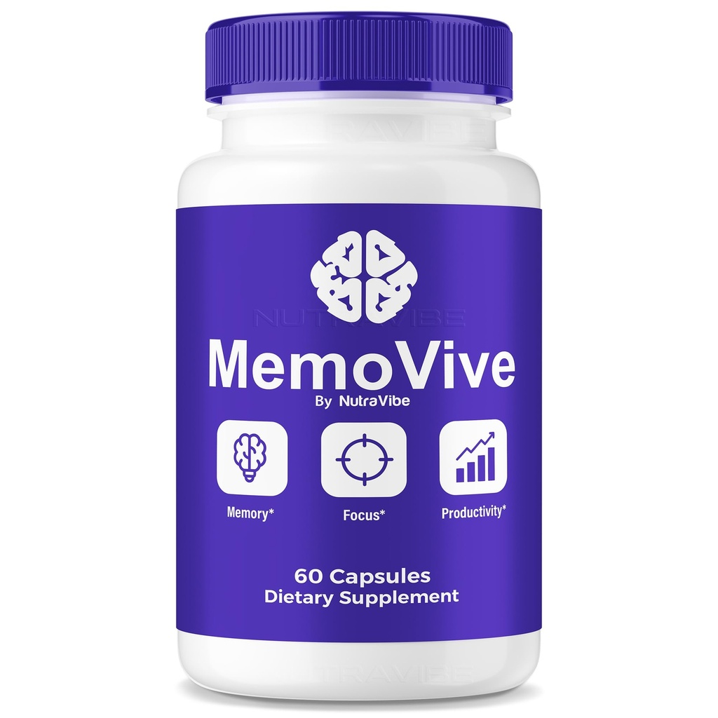 MemoVive – Memo Vive Brain and Memory Support with Natural Ingredients | Memory & Concentration Formula for Focus, Clarity, Alertness & Performance | Easy-to-Take Pills (60 Capsules)