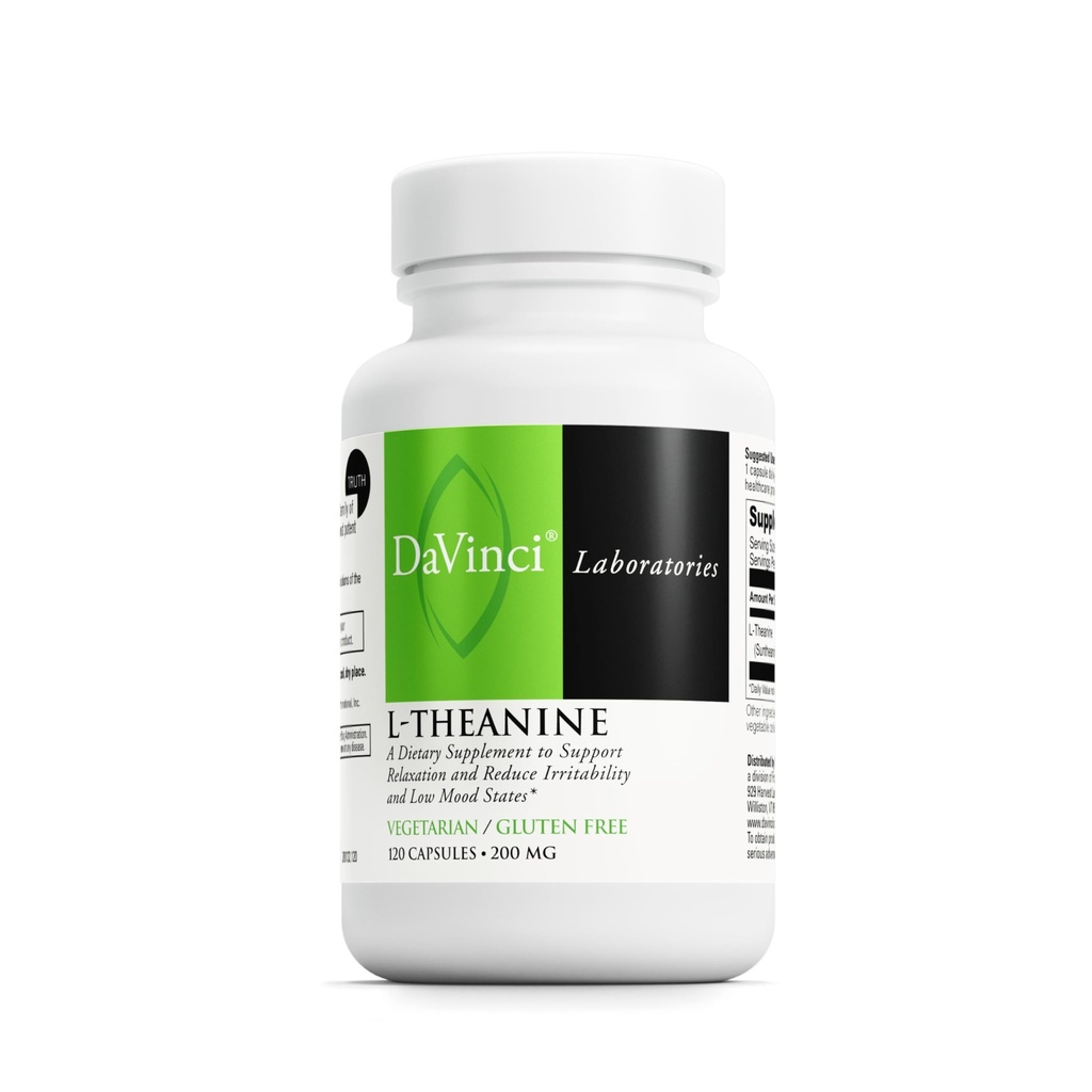 DAVINCI Labs L-Theanine - Dietary Supplement to Help with Concentration, Focus, Relaxation and Irritability* - with 200 mg L-Theanine per Serving - 120 Vegetarian Capsules