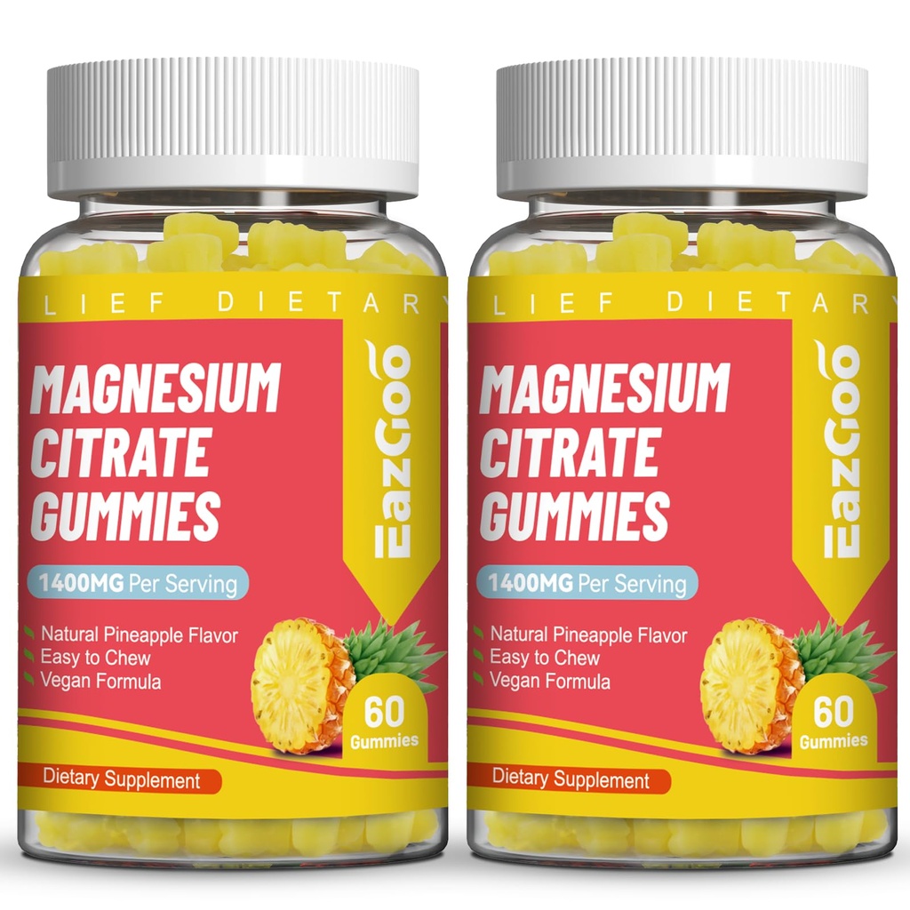1400MG Magnesium Citrate Gummies, High Absorption Magnesium Gummies for Adults, Extra Strength Magnesium Gummy Supplement for Healthy Relaxation, Vegan, Non-GMO, 120 Gummies