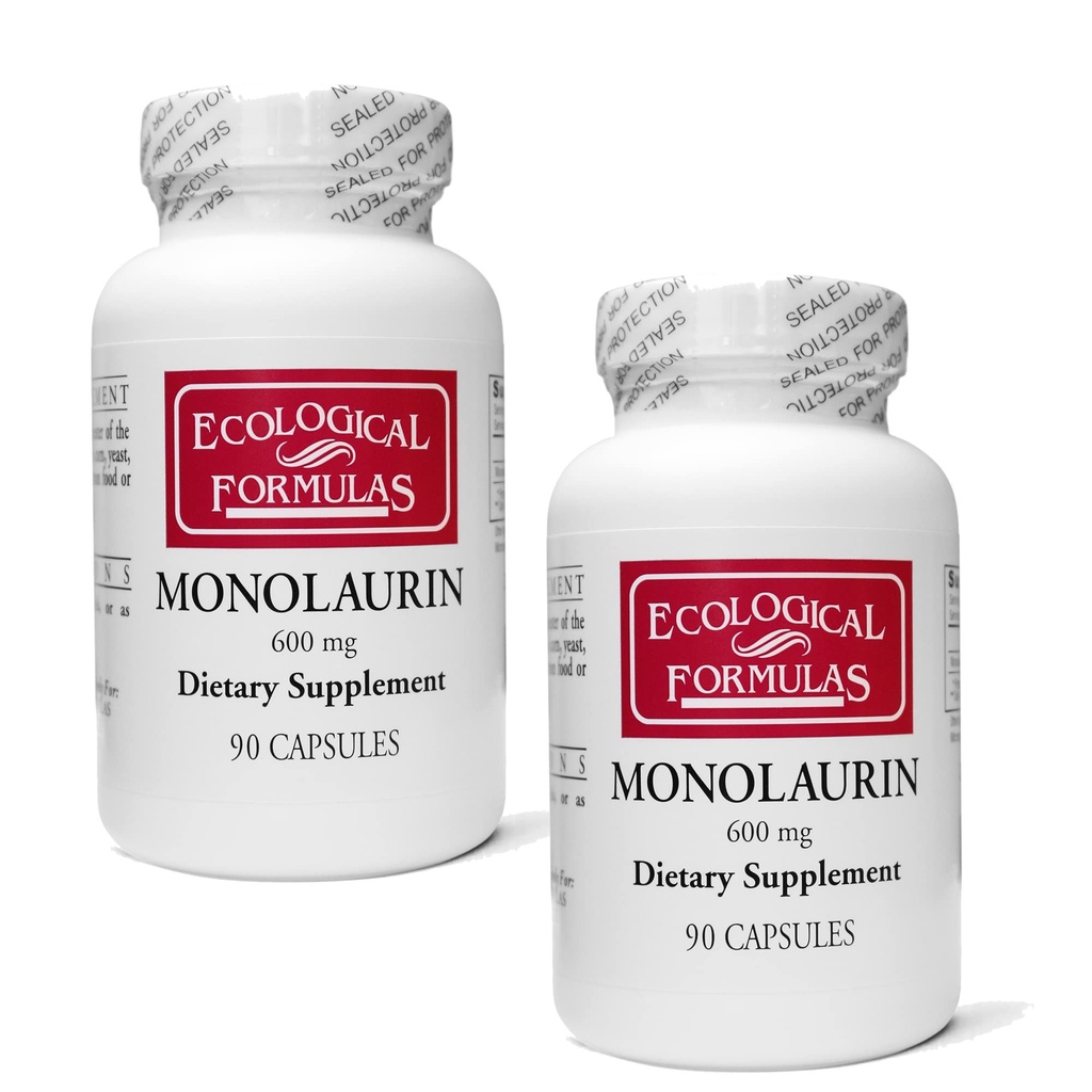 Ecologische Formules 600 mg Monolaurin - Twee individueel verzegelde flessen 180 Tellen