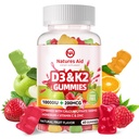 Natures aide la vitamine sans sucre D3 K2 Gummies avec Calcium + K2 (MK-7), Citrate de magnésium, Vitamine C, Extra Force - Absorption Ultime pour les dents osseuses, Vegan - 60 Gummies
