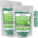 XPRS Nutra Vegan Maat 00 Gescheiden Capsules - 100 Tel Premium Lege Capsules Gescheiden in zakken - 00 Pillen Leeg voor DIY supplement vullen (Sage Green)