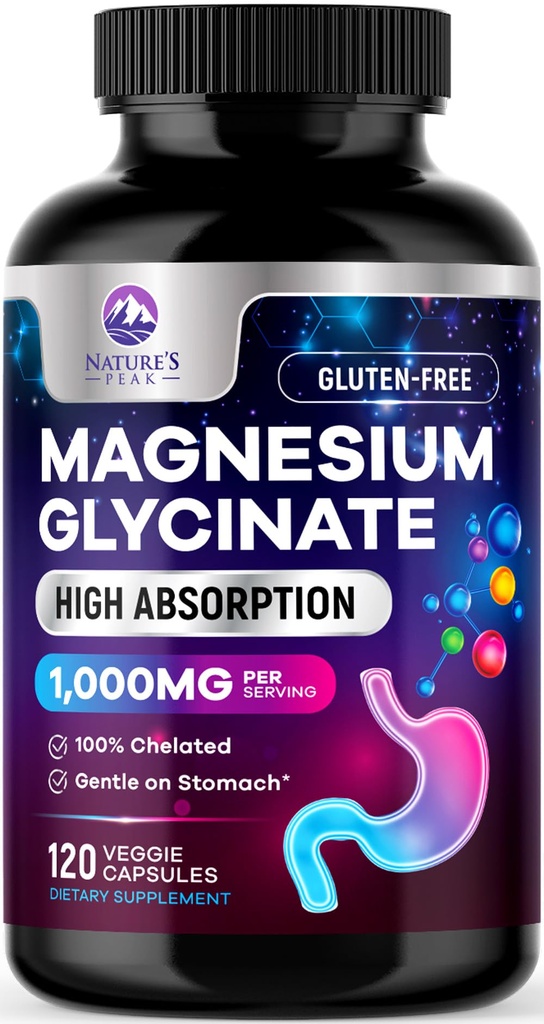 Magnesium Glycinate 500 mg Capsules - Pure & chelated for Max Absorptie - Ondersteunt spier, nerve & hartgezondheid, slaapondersteuning - Beste Magnesium Pillen Supplement voor de ondersteuning van het hele lichaam - 120 Capsules