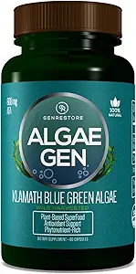 Genrestore: Natural AFA Stem Cell Celulas Madres Klamath Blue - Green Algae More Effective Than Spirulina or Chlorella Phytonutrient- Rich, Superfood 600mg Aphanizomenon Flos-Aquae (1)