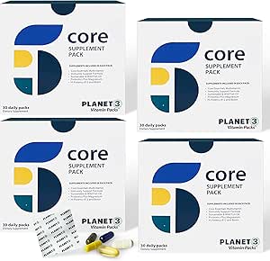 Planeet 3 Vitamine Packs, Dagelijkse Vitaminen voor beide mannen en vrouwen, Energie, Immuun & Hart Ondersteuning Multivitamine, Vitamine D, Omega 3, Probiotica, Biotine, B12 &amp; Meer 