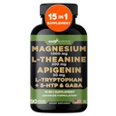 Gade Nutrition Magnesium Glycinate & Magneisum Supplementen met Apigenine, L Theanine 200 mg, 5 HTP, GABA Calm Brain Booster Supplement Slaaphulp Ashwagandha L Tryptofaan kamille