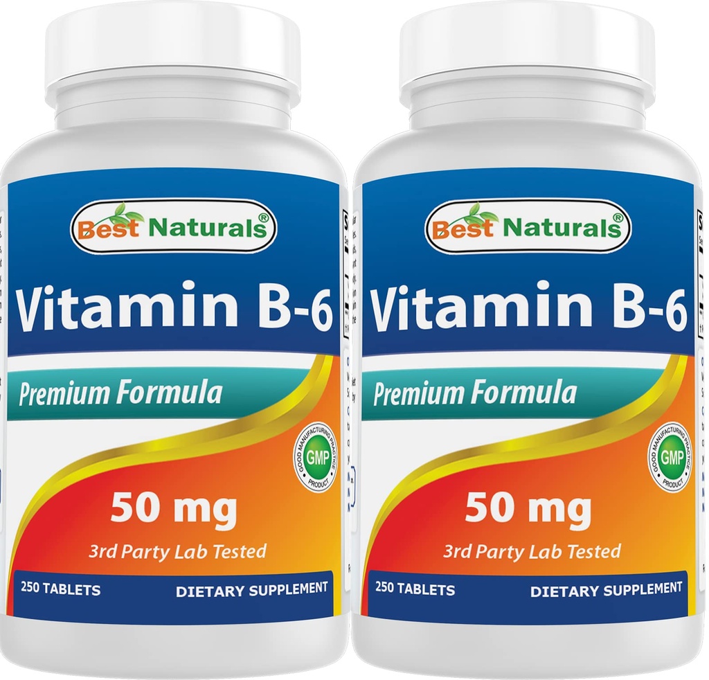 Best Naturals Vitamine B6 50 mg 250 tabletten (250 telling (verpakking 2))