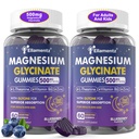 Magnesium Glycinate Gummies 500mg/250mg voor Volwassenen Kinderen Tieners, Suikervrij Magnesium Kalm Slaaphulp, Kinderen Slaap Gummies met L-Theanine Glycine B6 voor Slaap, Kalm, Spier,Relax Hersenen,Geen Melatonine,2Pack