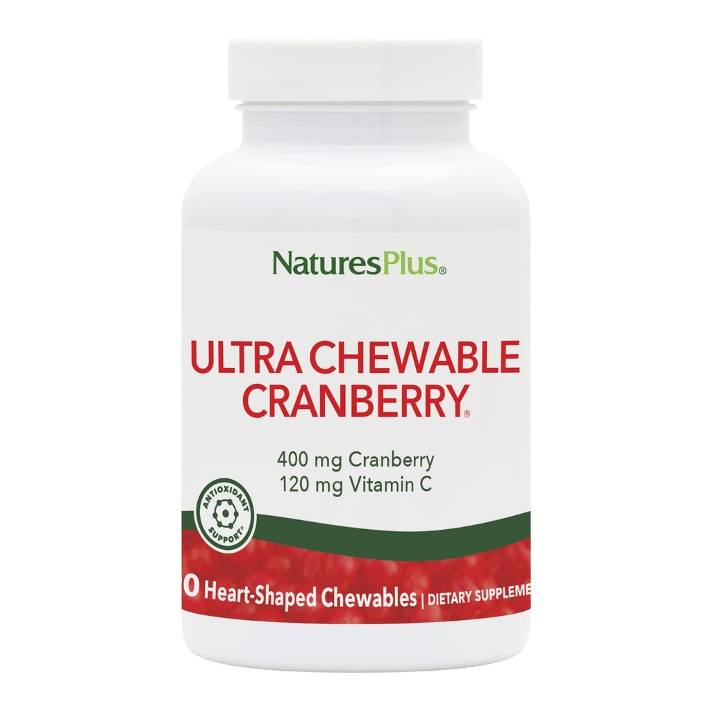 NaturesPlus Canneberge ultra croustillante - 90 baies d'amour Comprimés - favorise la santé du trac urinaire - non-OGM, sans gluten - 45 portions