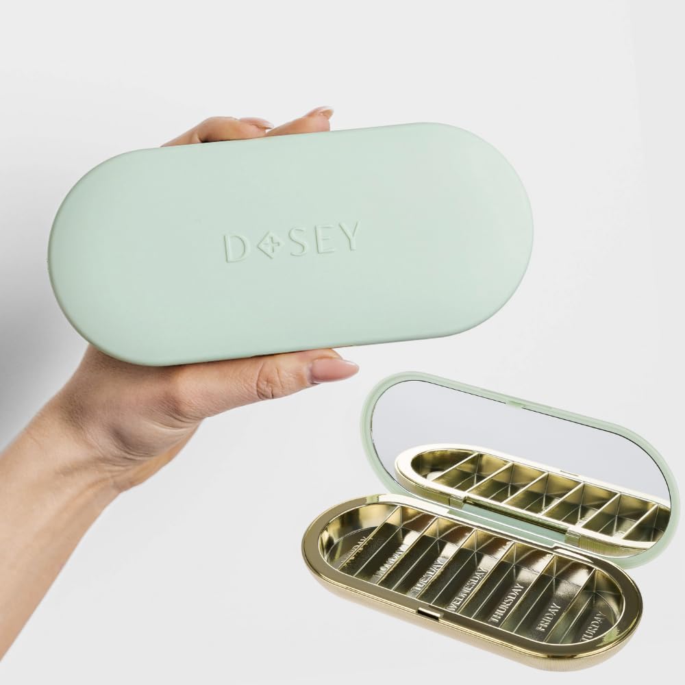 Dosey 7 Day Pill Compact Travel Pill Organizer - Pill Case met 7 Pill Compartments for Medicine Storage & Protection 
