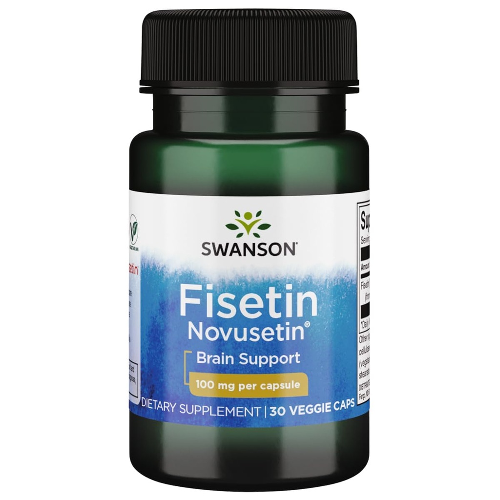 Swanson Fisetin Flavonoid 100 Milligrams, 30 Veg Capsules | Molecularly Similar to Apigenin, Luteolin and Quercetin, Functional Flavonoid with Advanced Novusetin Extract