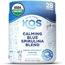 KOS Calming Blue Spirulina Blend- USDA Certified Organic - Algen Superfood Powder with Ashwagandha Root, Lemon Balm, Reishi Mushroom, B Vitamines - Berry Coconut Cooler Flavor, 28 Servers