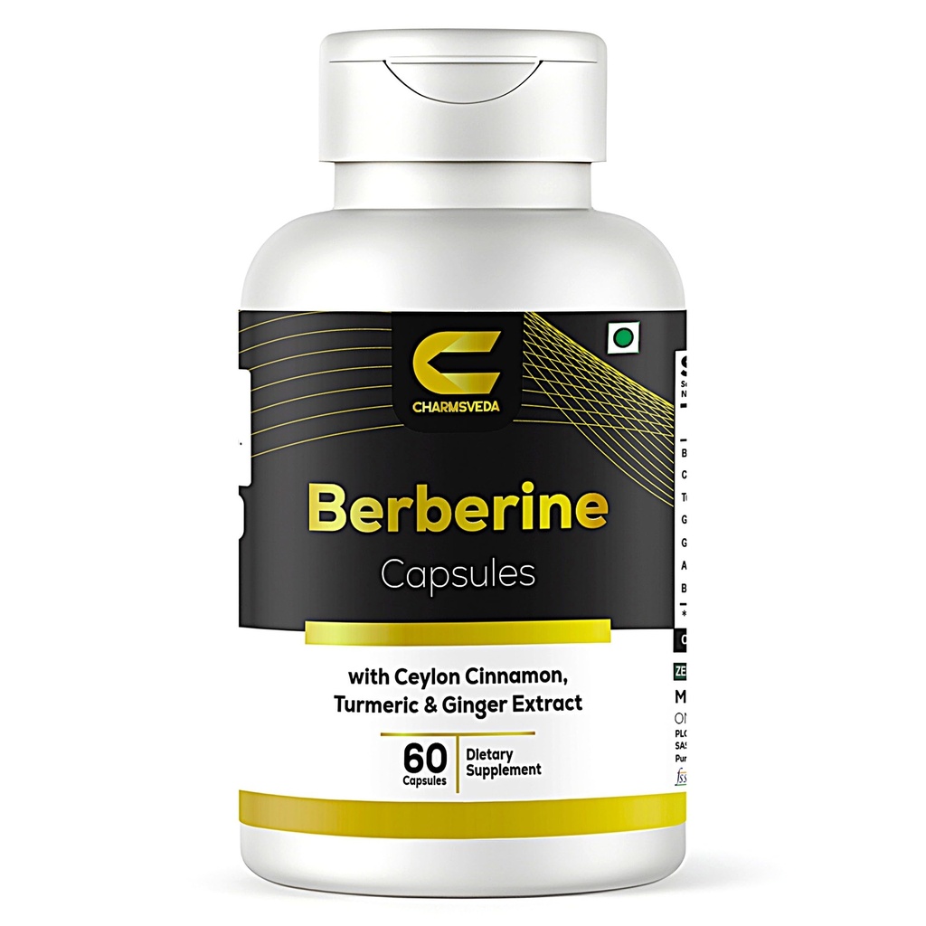 Berberine Capsules with Ceylon Cinnamon, Turmeric, Gymnema, Ginger, Ashwagandha & Black Pepper | Herbal Wellness Supplement | 60 Vegan Capsules | Gluten Free