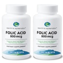 Earth's Splendor Folic Acid 800 mcg Supplement, Ondersteunt Hart Gezondheid, Ondersteunt Vrouwen Reproductive Gezondheid, Smooth Coated Tablets (800 mcg, 200 tabletten, Pack of 2)