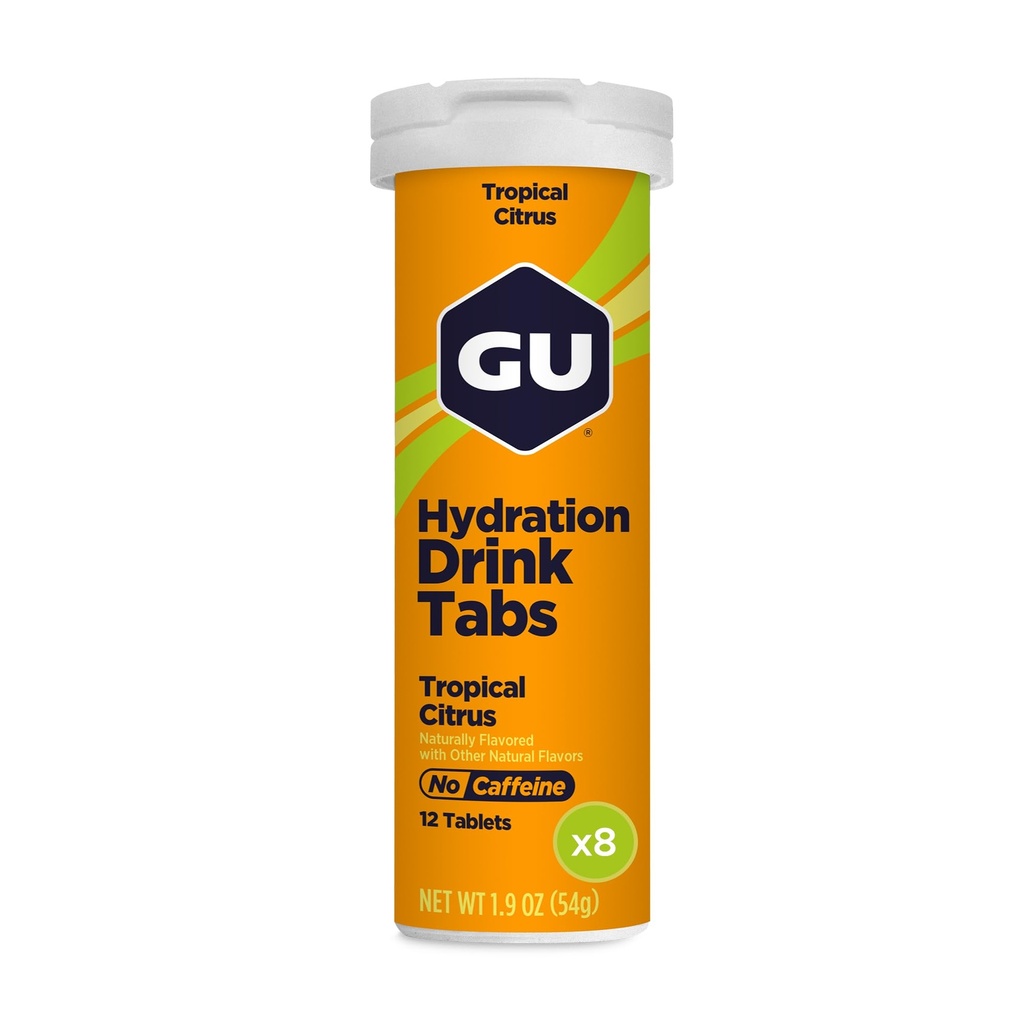 GU Energy Hydration Drink Tabs, Electrolyte Drink Tablets with Potassium, Tropical Citrus - 96 Servings