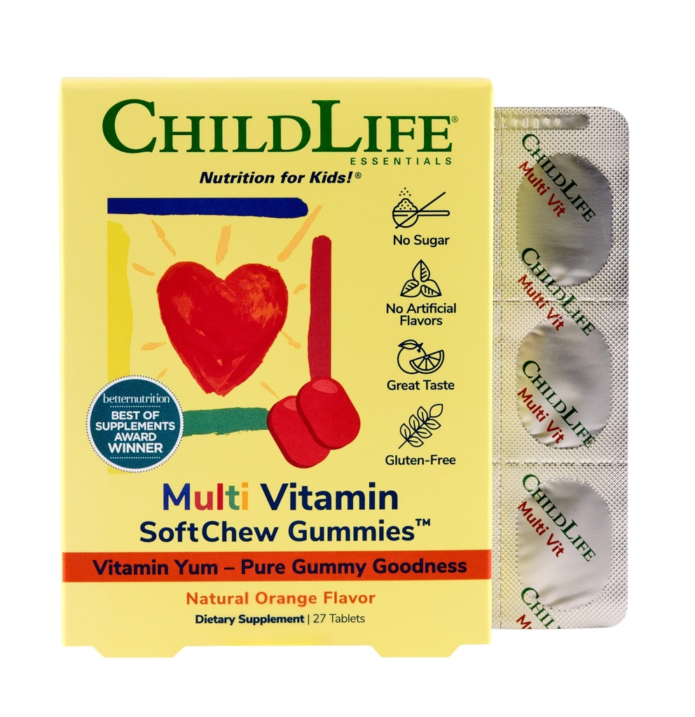 KINDLIFE ESSENTIALS Kids Multivitamine SoftChew Gummies - Kids Vitaminen, Multivitamine voor kinderen, Multivitamine Gummies, Peuter Vitaminen, Kauwbare Vitamine, Suikervrij - Natuurlijk Oranje, 27 tabletten