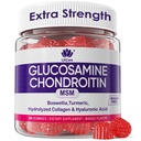Glucosamine Chondroitin Gummies, Suikervrij Glucosamine Chondroitin MSM Supplement, Extra sterkte met Boswellia Kurkuma, Gehydrolyseerd Collageen & Hyaluronzuur, Botgezondheid voor mannen & vrouwen, 60 Ct