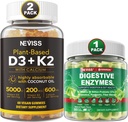 NEVISS Vitamine D3 5000iu & K2, Calcium Gummies & Digestieve Enzymen Gummies