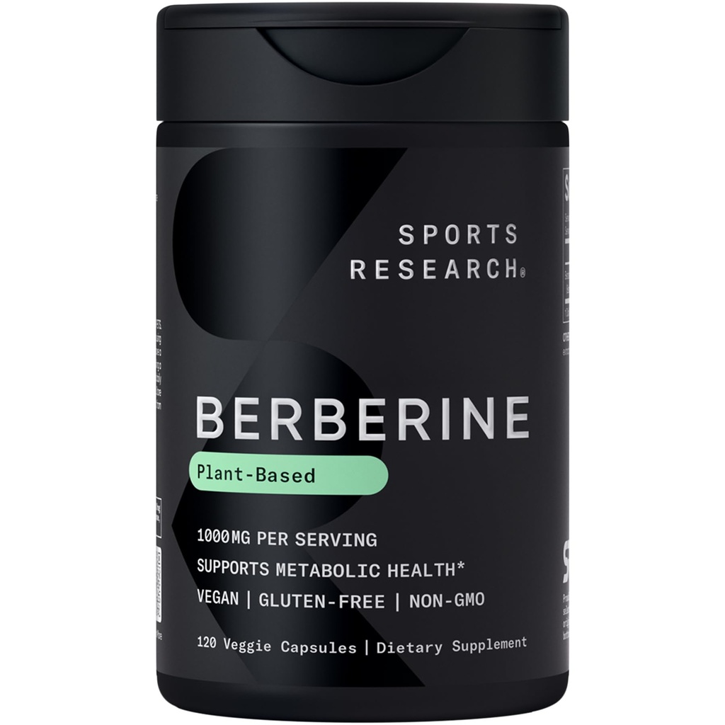 Recherche sportive Berberine - Herbal Ayurvedic Metabolic Health Support - 500mg - 120 Capsules - Vegan Certified, Gluten-Free, Non-OGM