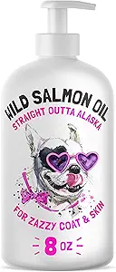 Wild Alaska Zalmolie voor honden en katten - Pure vis Omega 3 6 9 Liquid EPA DHA vetzuren - Huid & jas supplement - Ondersteunt gezamenlijke functie, hersenen, ogen, Immune & Heart Health - Made in USA 8 oz