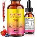 Cutting Drink Mix Liquid Drops with 5-HTP, Yerba Mate & Magnesium,Chromium | Support Energy, Satiety Signaling & Gut Health with Berberine, Strawberry Açaí Flavored Liquid Extract, Daily Supplements