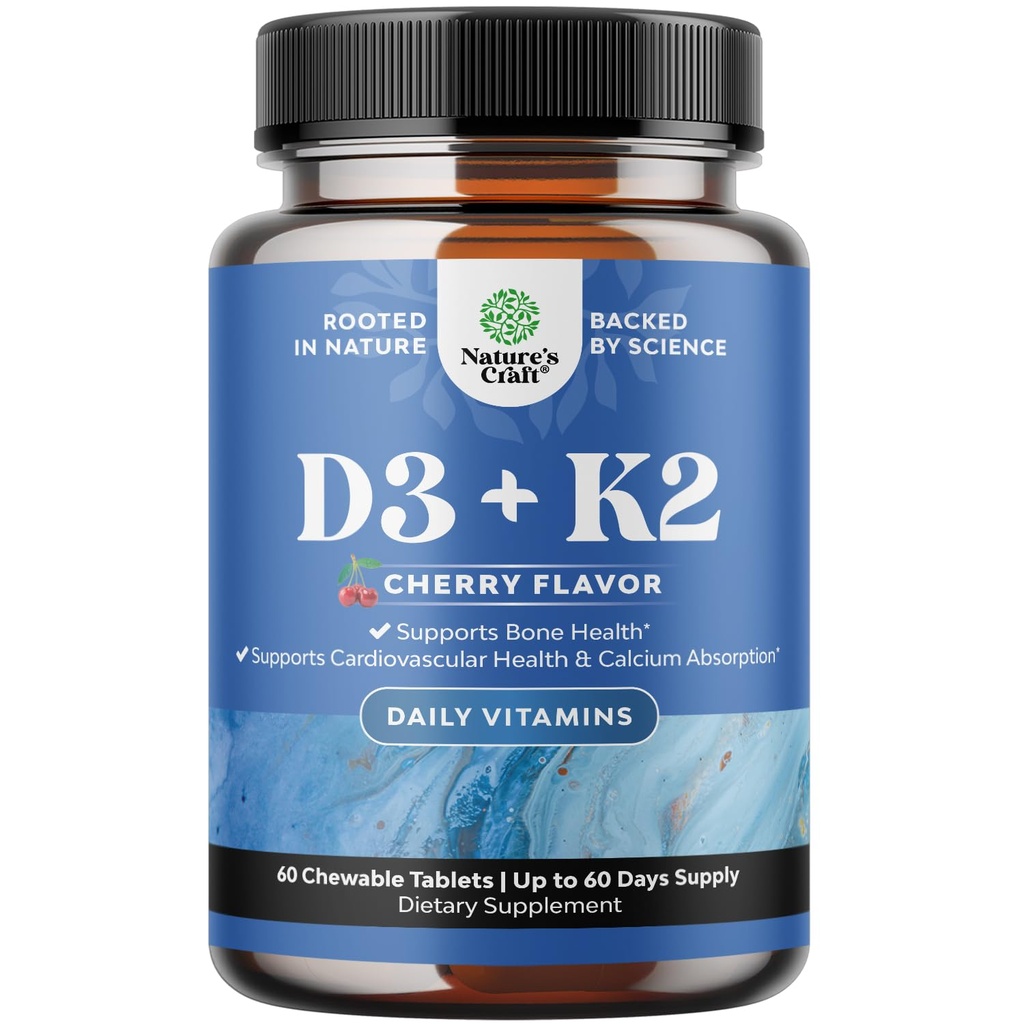 Vitamine D3 met K2 MK7 Supplement - Vitamine D3 2000 IE Tabletten en K2 voor Immune Ondersteuning Bot Gezondheid Hart Gezondheid Gezamenlijke ondersteuning Botsterkte en Mood Boost - VIT Immune System - 60 Tel.