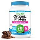 Orgain Organic Vegan Protein + 50 Superfoods Poeder, Romige Chocolade Fudge - 21g Plant Based Protein, 9g Prebiotic Fiber, Geen Lactose, Glutenvrij, Geen Toegevoegd Suiker, 2.02 lb (Verpakking mei Vary)
