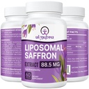 Suppléments de safran liposomique 88,5 mg, Absorption maximale, 100% Capsules d'extrait de safran pur pour l'humeur, l'énergie, la vision et le focus - 60 Capsules végétaliennes