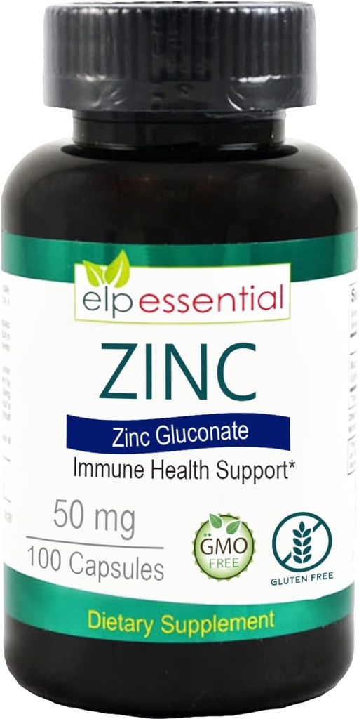 Zink 50 mg, Immuun Support & Antioxidant Supplement 100 Capsules - Glutenvrij en niet-GMO