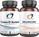 Designs for Health Vitamin D Supreme + Inflammatone Bundle - Vitamine D3 5000 IE + 2000 mcg Vitamine K met een Enzyme Botanical Blend om een gezonde ontsteking te bevorderen - 2 producten