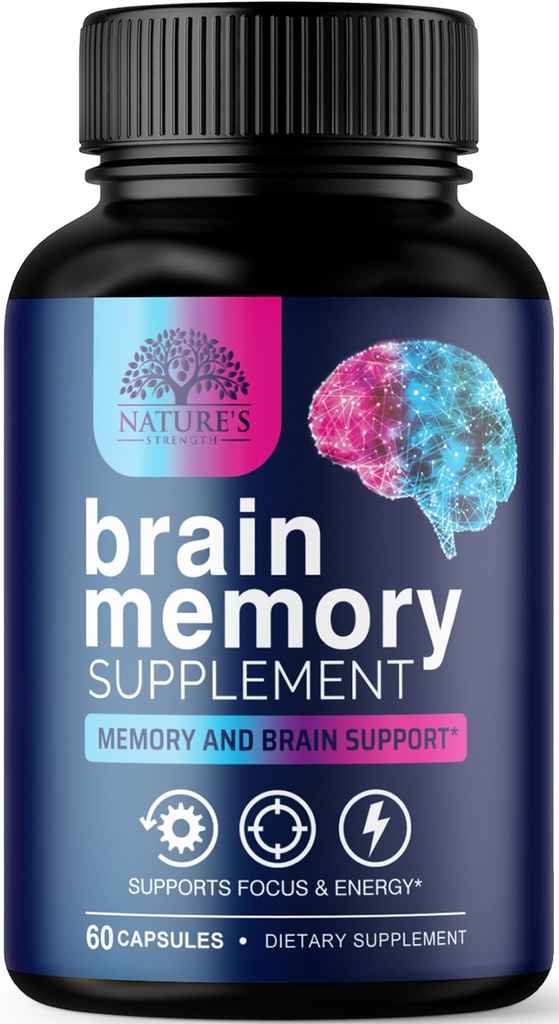 Hersengeheugensupplement Pillen - 3X Strength Nootropics for Concentration, Clarity & Focus Support - Hersengezondheid Cognitieve vitamines met Bacopa, Fosfatidylserine & DMAE, Brain Booster - 60 capsules