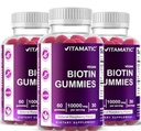Vitamatic Biotin Gummies 10.000 mcg voor Sterker haar, huid & Nails - 60 Vegan Gummies - ook wel vitamine B7 (3 flessen)