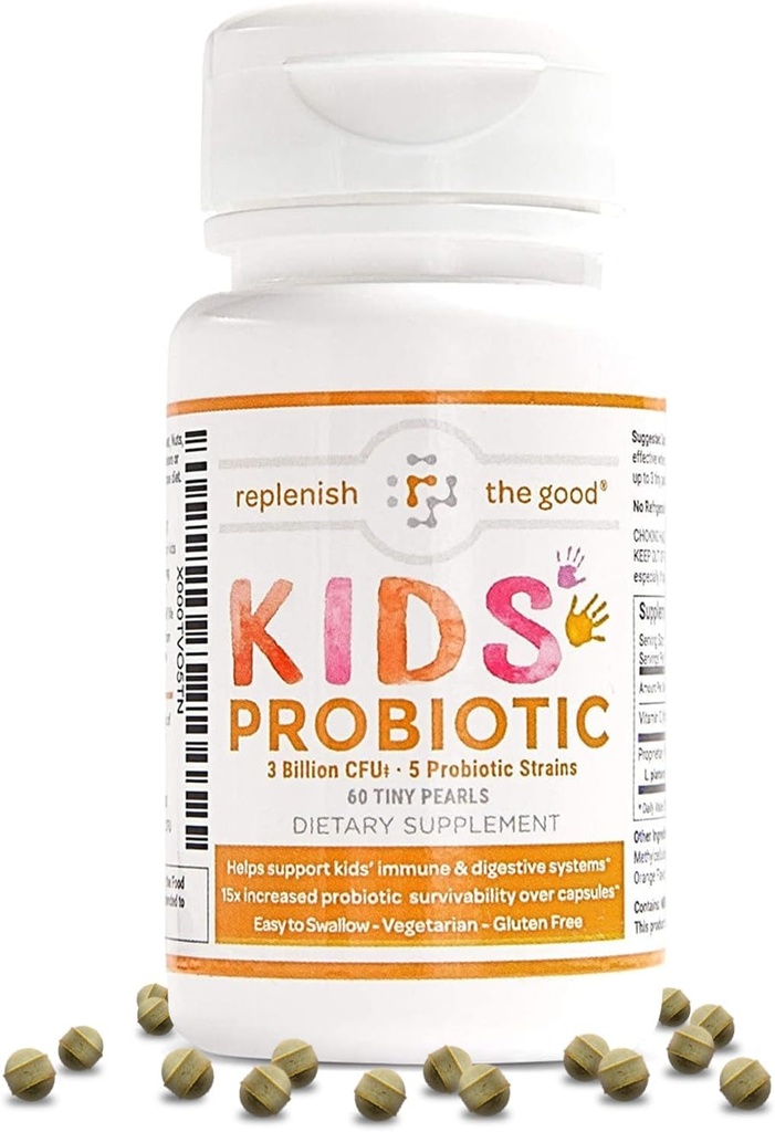 Kinderen Vegan Probiotica, 60 Kleine Parels - Antibiotische Herstel - Helpt ondersteuning Immuun en spijsvertering van kinderen - 15x effectiever dan Gummies - Suikervrij, gemakkelijk te slikken