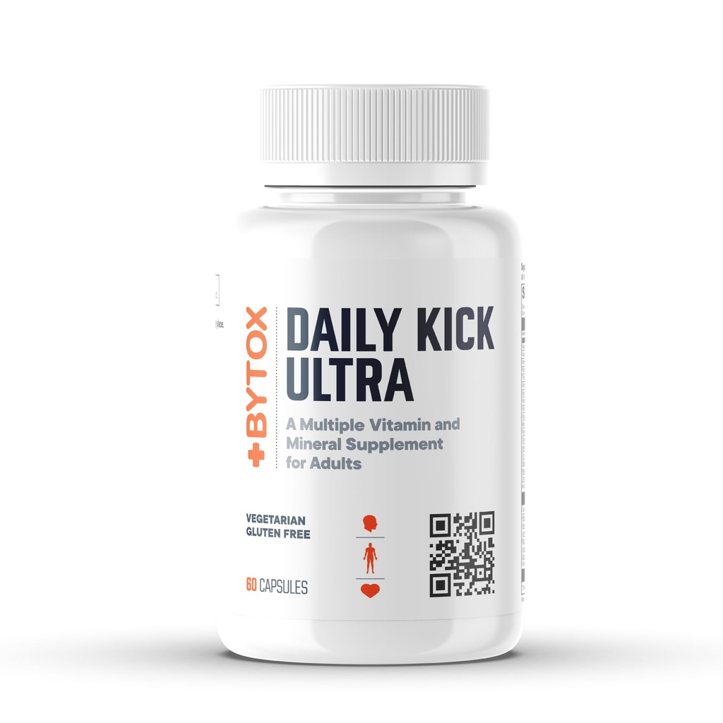 Bytox Daily Vitamin Multivitamin for Adults, 60 Capsules | 27 Essential Vitamins & Minerals, Energy, Metabolism, Heart, Bone, & Immune Support, Vegetarian, Gluten-Free