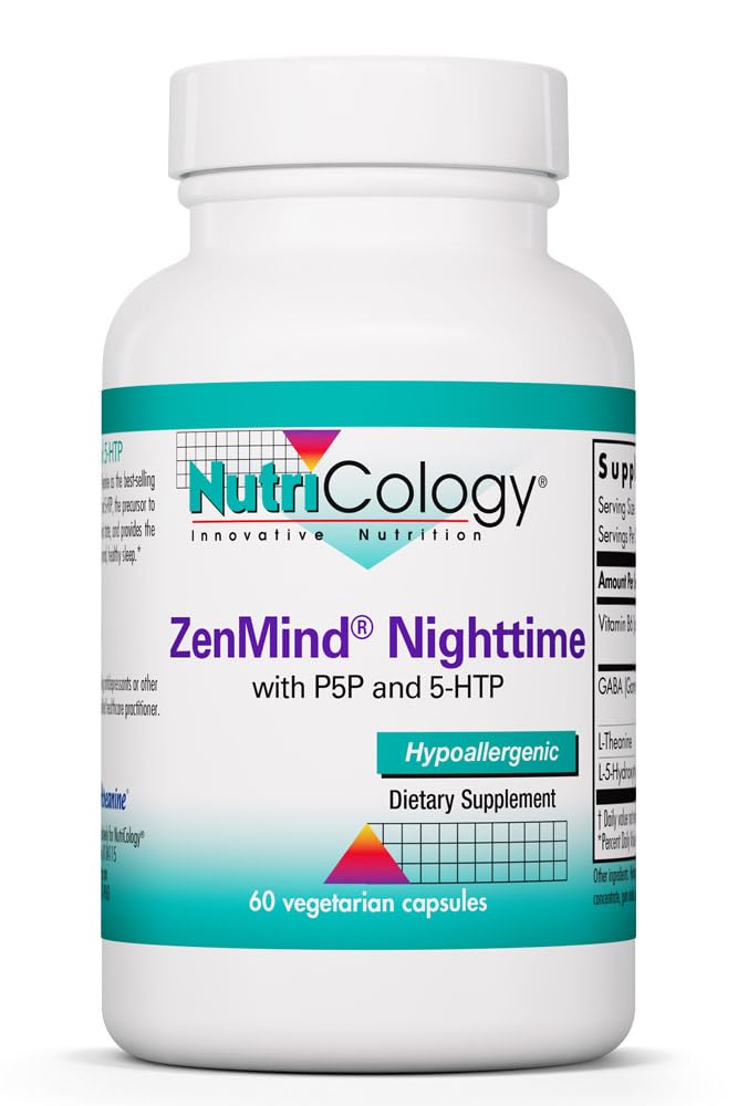 Nutricology ZenMind Nighttime 550 mg GABA, Relaxation, 60 Capsules | GABA and L-Theanine Nighttime Formula for Relaxation and Melatonin Production Support, 30 Servings
