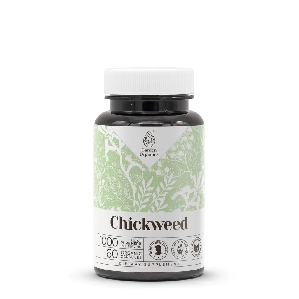 Chickweed 60 Capsules | High-Potency Herbal Dietary Supplements | Made with Vegetable Capsules and Chickweed (Stellaria Media) Dried Above-Ground Parts (60 Count)