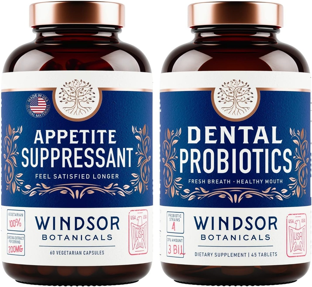 WINDSOR BOTANICS Apetite Suppressant voor gewichtsverlies en tandheelkundige probiotica voor slechte adembundel