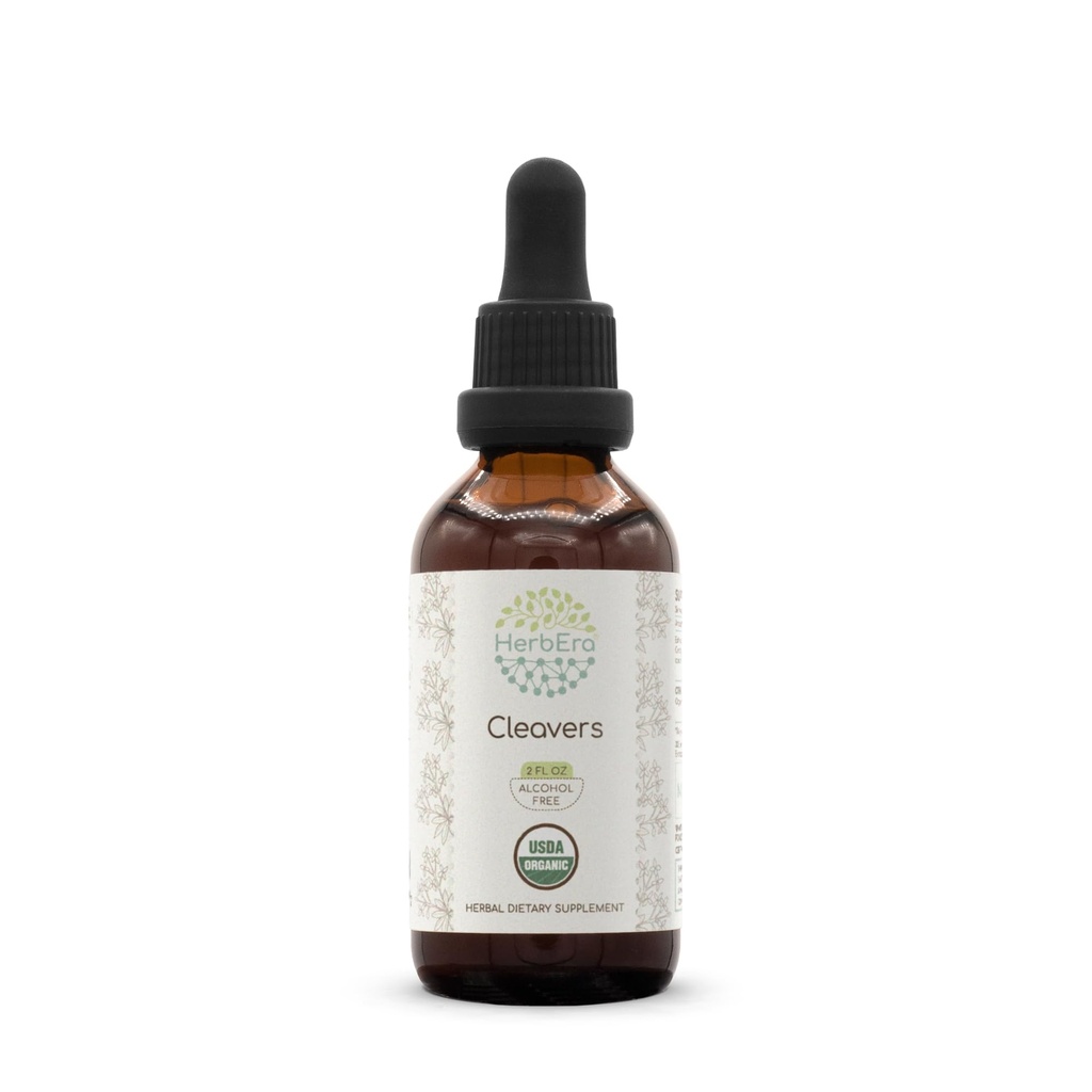 Cleavers B60 USDA Organic Tincture | Alcohol-Free Extract, High-Potency Herbal Drops | Certified Organic Cleavers (Galium aparine) Dried Herb (2 oz)