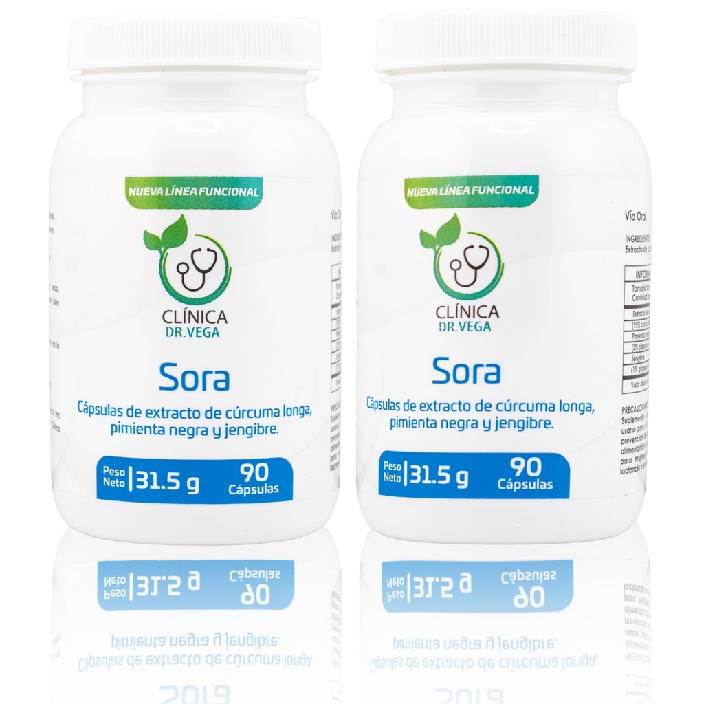 CLINICA DR. Vega Sora Turmeric Extract + Black Pepper & Ginger, 90 Caps | Supports Joint Health, Inflammation Response & Antioxidant Protection, Gluten-Free, Allergen-Free, 350 mg